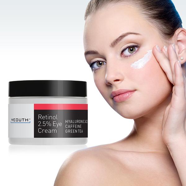 Retinol 2.5% Eye Cream with Hyaluronic acid, Green Tea, Caffeine, and Ginseng